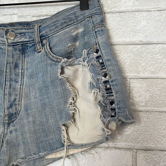 American Eagle Vintage Hi Rise Festival Shorts Button Fly Destroyed 8 - Picture 2 of 6